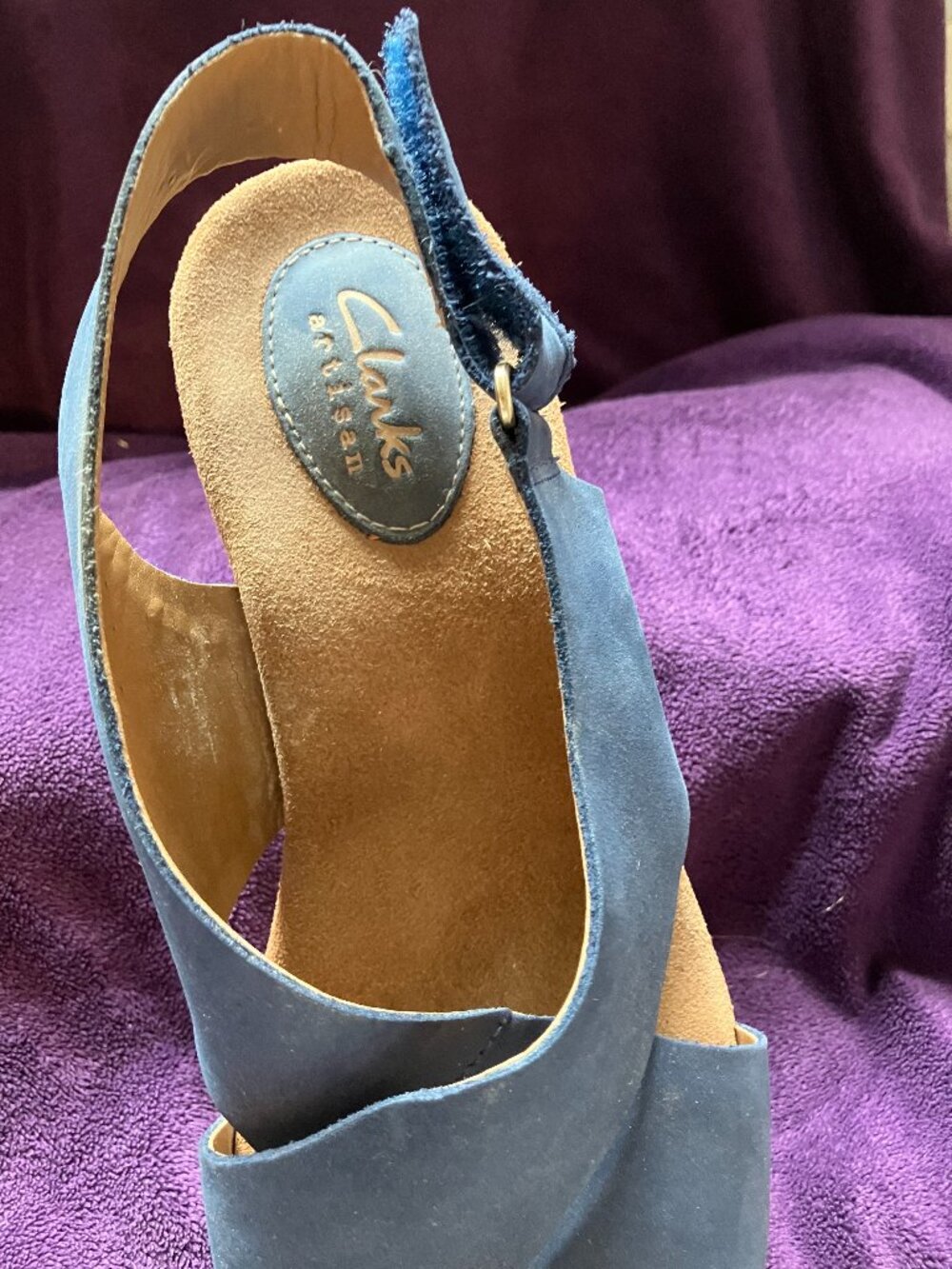 Clarks blue wedge-heel sandals - Picture 4 of 7